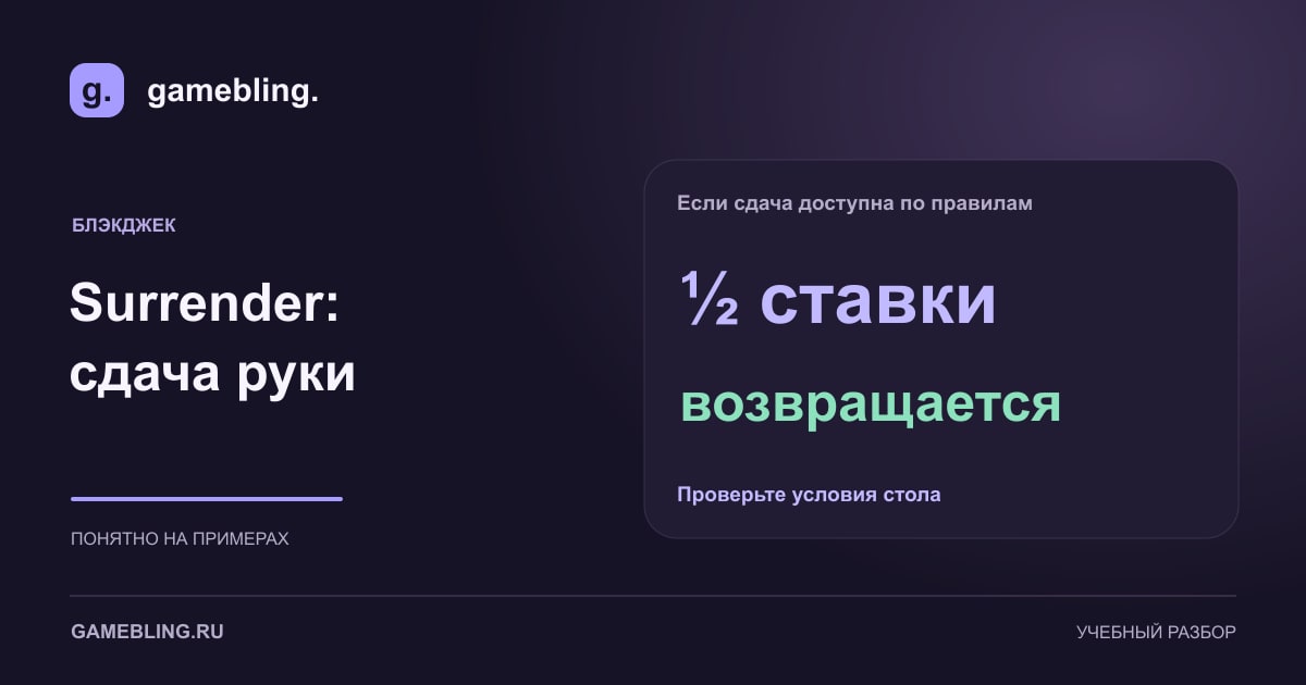 Обозначение возврата половины исходной ставки при доступной сдаче.